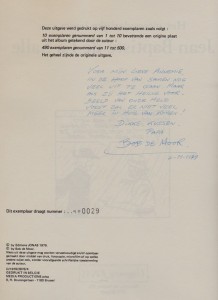 Signed by Bob De Moor for his daughter Annemie De Moor - Archives Family De Moor