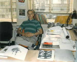 Johannes Stawowy sitting at Bob De Moor's desk - picture 2.