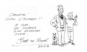 The dedication by Bob De Moor (the drawing was by Yves Rodier)