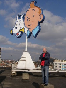 Yves Rodier on the roof of the Le Lombard building in Brussels.
