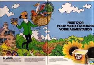 Advert featuring peasant woman - Copyright © Hergé / Moulinsart