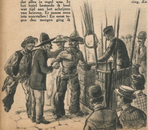 One of the 2 drawings that accompanied the story "Een dolle weddenschap"