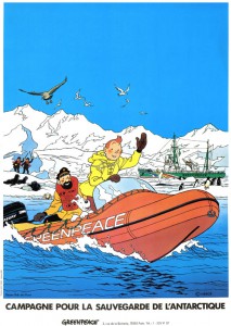 The Greenpeace poster drawn by Bob De Moor - Copyright © Hergé / Moulinsart