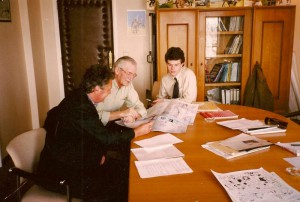 From left to right: André-Paul Duchâteau, Bob De Moor & Yves Sente