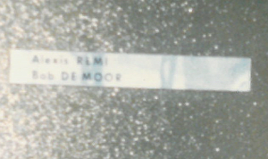The name plate holding Alexis Remi and Bob de Moor.