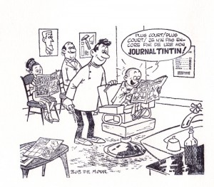 A Journal Tintin publicity cartoon by Bob De Moor.