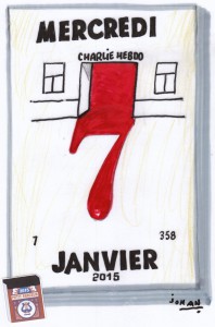 "Mercredi 7 janvier", the second cartoon by Johan De Moor.