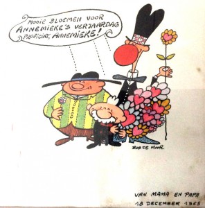 The birthday card for Annemie De Moor in 1965.