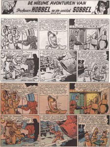 On top you see the black & white version as published by Brabantia Nostra in the 4th volume of their Bob De Moor series in 1983. Underneath you see the coloured version which we scanned from the original KZV publication.