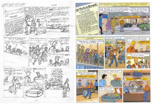 The initial sketched page is on the left, the final version is on the right.  Click to see the bigger version.