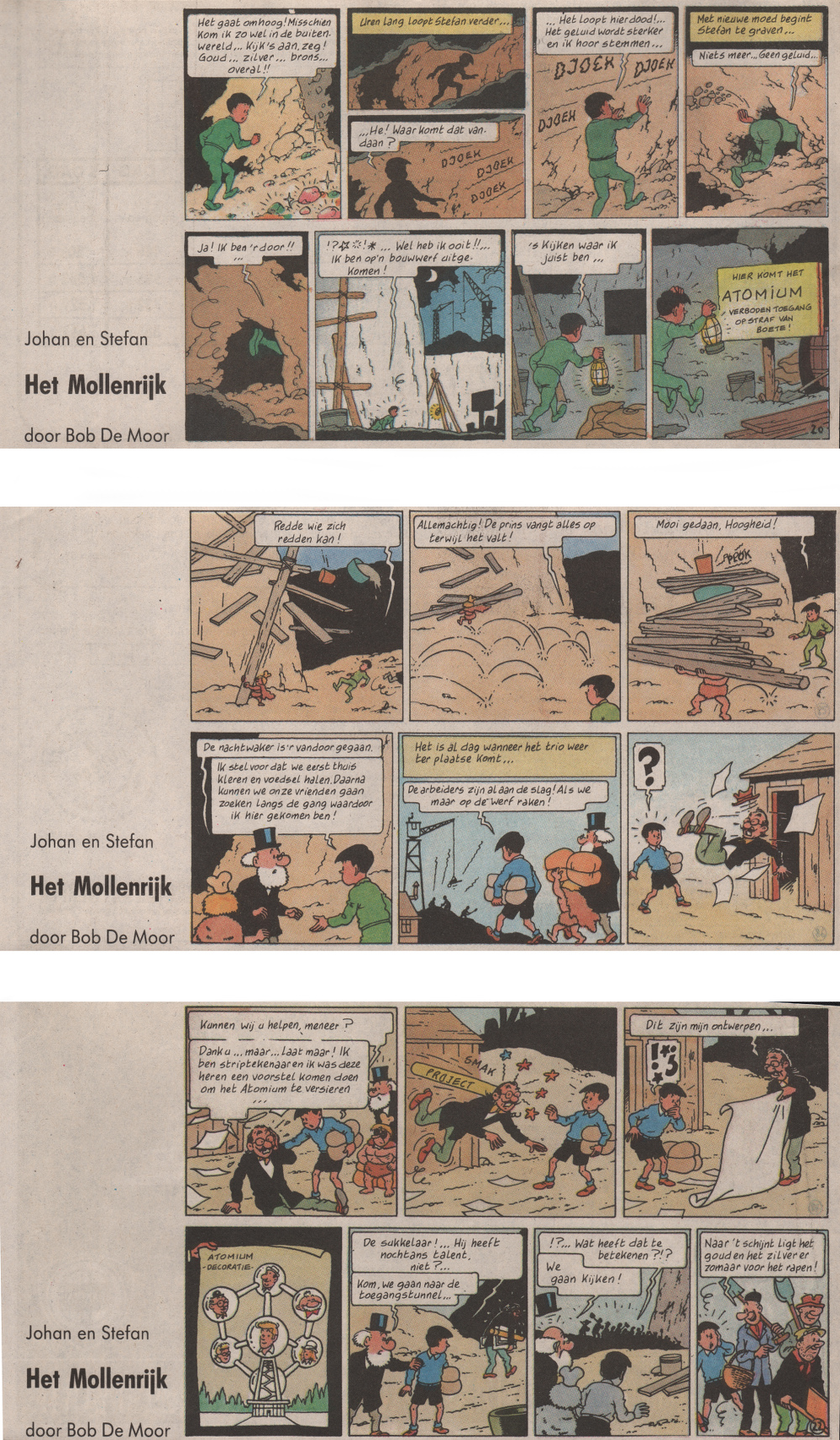 3 strips in colour from the version as published by Gazet van Antwerpen in 1992.